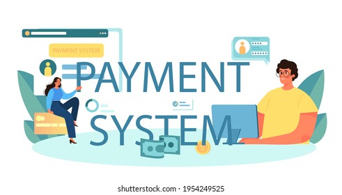 Payment system typographic header. Website payment system