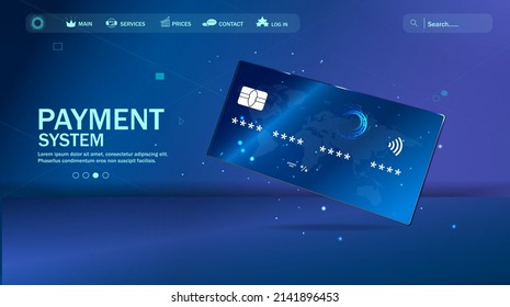 Payment system. Vector illustration of data security. The concept of an online payment protection system using a credit card. An intelligent application protects your account.