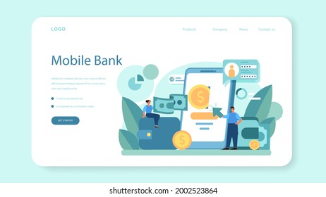 Payment system web banner or landing page. Website payment system by credit card. Contactless transaction software. Idea of modern technology and finance progress. Flat vector illustration
