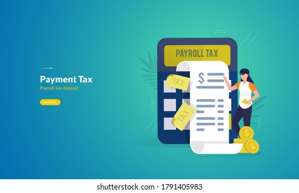 Payment tax illustration concept, pay taxes after receiving wages