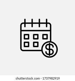 Payment Term Line Icon. Tax Due Time And Reminder, Deadline Symbol. Logo. Outline Design Editable Stroke. For Yuor Design. Stock - Vector Illustration