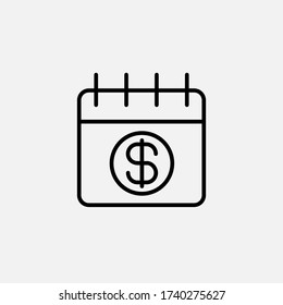 Payment Term Line Icon. Tax Due Time And Reminder, Deadline Symbol. Logo. Outline Design Editable Stroke. For Yuor Design. Stock - Vector Illustration