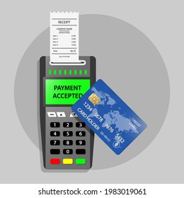 Payment terminal payment accepted Pos Payment accepted transaction receipt Successful contactless payments, nfc, online banking credit card