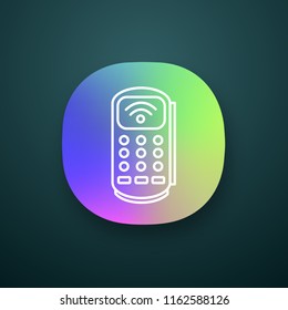 Payment terminal app icon. POS terminal. NFC payment. Contactless transaction. UI/UX user interface. Near field communication. E-payment. Web or mobile application. Vector isolated illustration