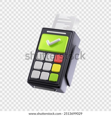 payment terminal with approved screen printing a receipt 3d illustration icon cartoon style vector