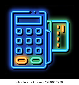 Payment Terminal Bank Card neon light sign vector. Glowing bright icon transparent symbol illustration
