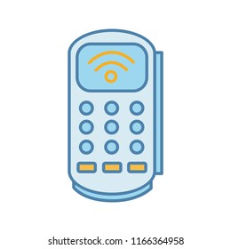 Payment terminal color icon. POS terminal. NFC payment. Contactless transaction. Near field communication. E-payment. Isolated vector illustration