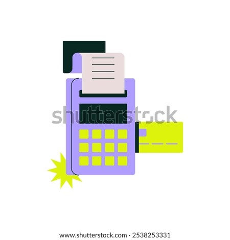 Payment Terminal With Credit Card In Flat Vector Illustration Symbolizing Cashless Payment, Transaction, And Modern Shopping, Isolated On White Background
