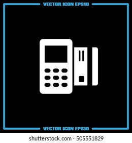 Payment terminal and credit card icon vector EPS 10, abstract signbusiness concept  flat design,  illustration modern isolated badge for website or app - stock info graphics