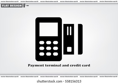 Payment terminal and credit card icon vector EPS 10, abstract sign business concept  flat design,  illustration modern isolated badge for website or app - stock info graphics.
