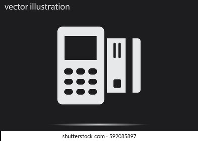 Payment terminal and credit card icon vector EPS 10, abstract sign business concept  flat design,  illustration modern isolated badge for website or app - stock info graphics