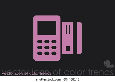 Payment terminal and credit card icon vector EPS 10, abstract sign business concept  flat design,  illustration modern isolated badge for website or app - stock info graphics