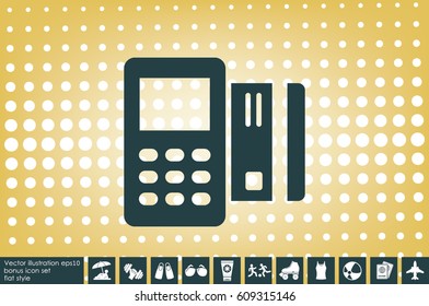 Payment terminal and credit card icon vector EPS 10, abstract sign business concept  flat design,  illustration modern isolated badge for website or app - stock info graphics
