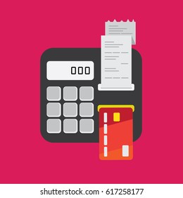 Payment terminal with credit card printing check icon