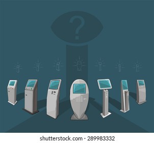 Payment terminal, a digital touch screen, interactive kiosks, vector design