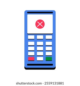 Payment Terminal With Error Message In Flat Vector Illustration Symbolizing Failed Payment And Financial Transaction Issues, Isolated On White Background