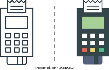 Payment terminal icon, black and color, vector icon designed in filled, outline, line and stroke style can be used for web, mobile.