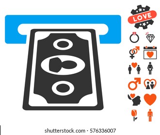 Payment Terminal icon with bonus decorative graphic icons. Vector illustration style is flat iconic elements for web design, app user interfaces.