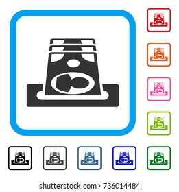 Payment Terminal icon. Flat gray pictogram symbol inside a light blue rounded rectangular frame. Black, gray, green, blue, red, orange color versions of Payment Terminal vector.