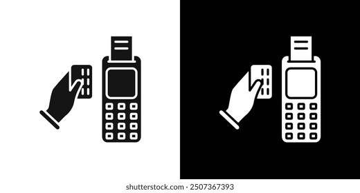 Payment terminal icon flat line symbol set.