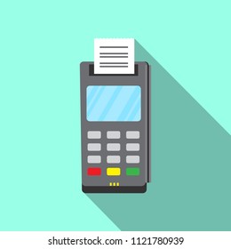 Payment terminal icon flat style with long shadow. Vector illustration