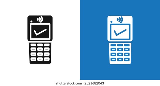 Payment terminal icon Flat vector set outline