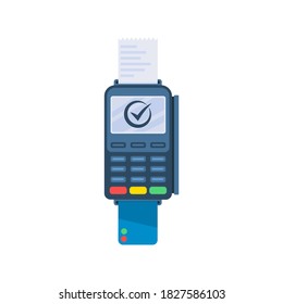 Payment terminal, icon isolated on white background. Transaction approval process. Cartoon flat design. Vector illustration.