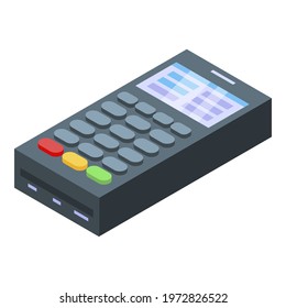 Payment terminal icon. Isometric of payment terminal vector icon for web design isolated on white background