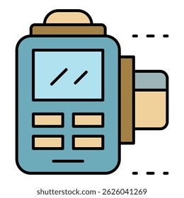 Payment terminal icon. Outline payment terminal vector icon color flat isolated
