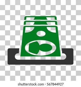 Payment Terminal icon. Vector illustration style is flat iconic bicolor symbol, green and gray colors, transparent background. Designed for web and software interfaces.