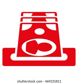 Payment Terminal icon. Vector style is flat iconic symbol with rounded angles, red color, white background.