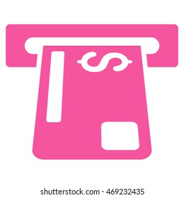 Payment Terminal icon. Vector style is flat iconic symbol with rounded angles, pink color, white background.