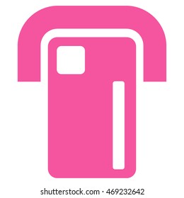 Payment Terminal icon. Vector style is flat iconic symbol with rounded angles, pink color, white background.