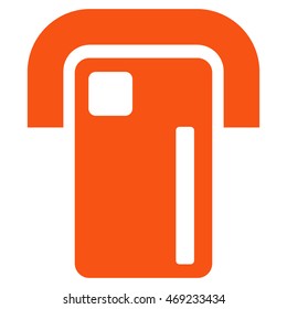 Payment Terminal icon. Vector style is flat iconic symbol with rounded angles, orange color, white background.