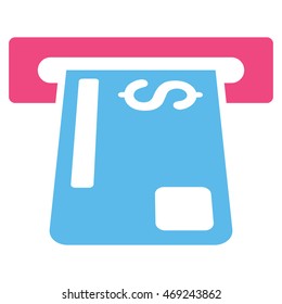 Payment Terminal icon. Vector style is bicolor flat iconic symbol with rounded angles, pink and blue colors, white background.