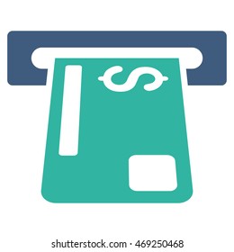 Payment Terminal icon. Vector style is bicolor flat iconic symbol with rounded angles, cobalt and cyan colors, white background.