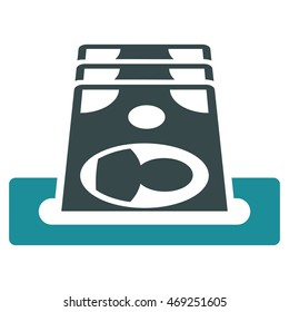 Payment Terminal icon. Vector style is bicolor flat iconic symbol with rounded angles, soft blue colors, white background.