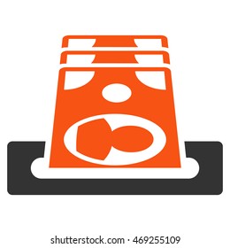 Payment Terminal icon. Vector style is bicolor flat iconic symbol with rounded angles, orange and gray colors, white background.