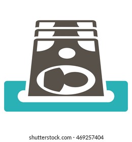 Payment Terminal icon. Vector style is bicolor flat iconic symbol with rounded angles, grey and cyan colors, white background.