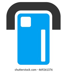 Payment Terminal icon. Vector style is bicolor flat iconic symbol with rounded angles, blue and gray colors, white background.