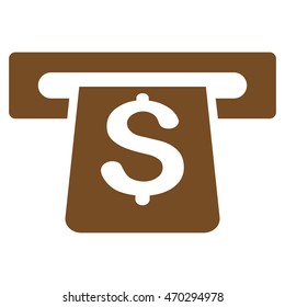 Payment Terminal icon. Vector style is flat iconic symbol with rounded angles, brown color, white background.