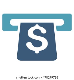 Payment Terminal icon. Vector style is bicolor flat iconic symbol with rounded angles, cyan and blue colors, white background.