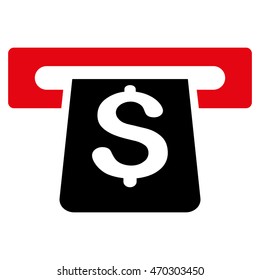 Payment Terminal icon. Vector style is bicolor flat iconic symbol with rounded angles, intensive red and black colors, white background.