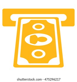 Payment Terminal icon. Vector style is flat iconic symbol with rounded angles, yellow color, white background.