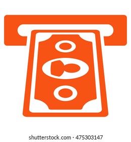 Payment Terminal icon. Vector style is flat iconic symbol with rounded angles, orange color, white background.