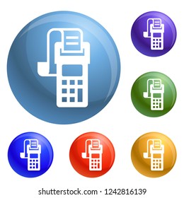 Payment terminal icons set vector 6 color isolated on white background