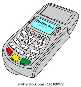 payment terminal, illustration