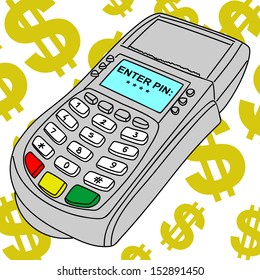 payment terminal, illustration