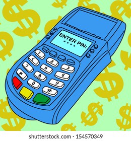 payment terminal, illustration 