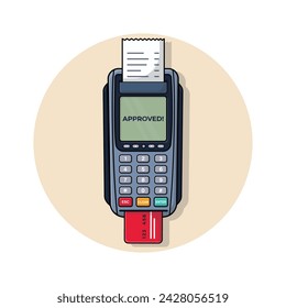 Payment terminal with inserted card Vector Illustration